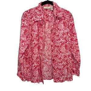 Appleseeds Petite  Floral Paisley Button-Up Shirt 100% Cotton Long-Sleeve PM